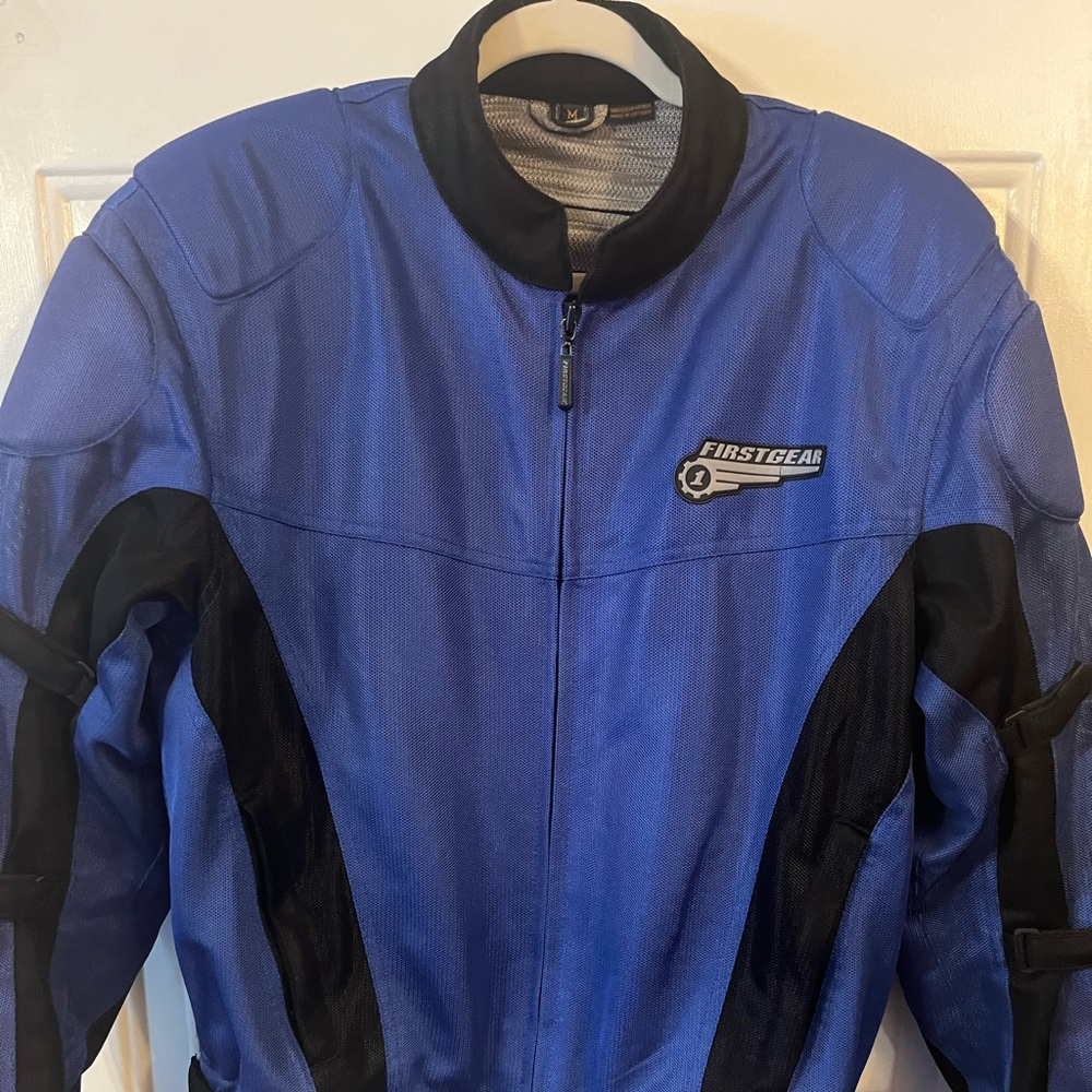 FirstGear Mesh Tex Motorcycle Jacket Cobolt Blue Lightweight Armored Mens M.